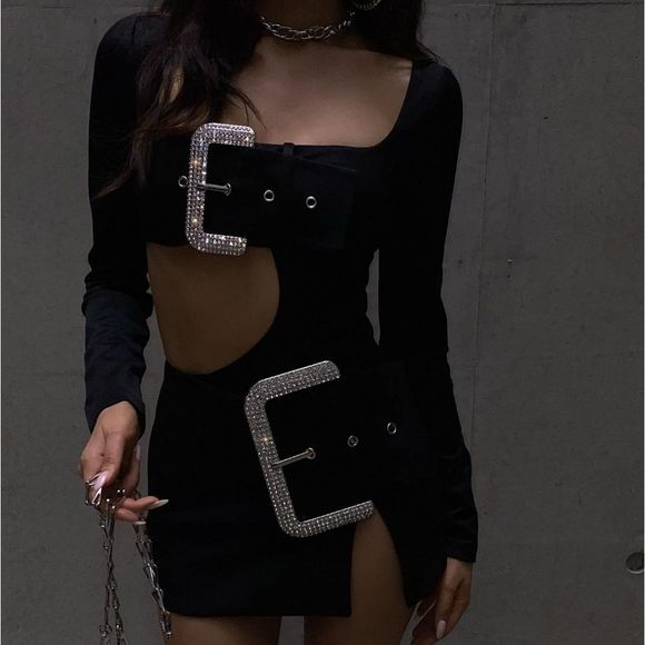 NWT 2022 BUCKLE RHINESTONE BELT MINI SKIRT BLOGGERS FAVORITE 😍 ♥️ - Picture 6 of 13